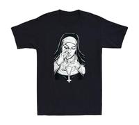 Satanic Unholy Nun Occult Gothic Evil Anti-Christ Funny Vintage Men's T-Shirt Black XL