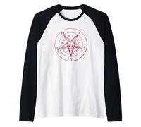 Satánico Cabeza de Cabra Baphomet Pentagrama Oculto Diablo 666 Demonio Camiseta Manga Raglan