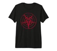 Satánico Cabeza de Cabra Baphomet Pentagrama Oculto Diablo 666 Demonio Camiseta Premium