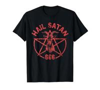 Satanismo Satánico Oculto Hail Satanás 666 Camiseta gráfica económica, Hombre, Negro, M