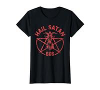 Satanismo Satánico Oculto Hail Satanás 666 Camiseta gráfica económica, Mujer, Negro, M