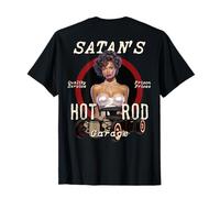Satans Negro Hot Rod Pinup Chica Rockabilly Garage Vieja Escuela Camiseta