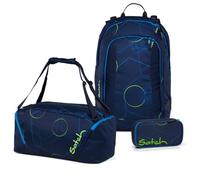 Satch Air - Mochila escolar (3 piezas, incluye estuche y bolsa de deporte), Blue Tech, 45 x 28 x 16 cm