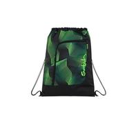 Satch Bolsa de cordon bolsa de deporte niñas y niños, con bolsillo con cremallera, 12 l, acoplable a mochila Seismic Green - Negro