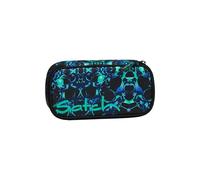 satch Estuche extra grande con separador, bolsillo con cremallera, portalápices y ventana para horario con regla triangular Caleido Blue - Negro