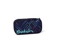 satch Estuche extra grande con separador, bolsillo con cremallera, portalápices y ventana para horario con regla triangular Purple Laser - Azul Oscuro