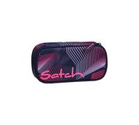 Satch Estuche Extra Grande con Separador, Bolsillo con Cremallera, portalápices y Ventana para horario con Regla Triangular Seismic Pink - Azul Oscuro
