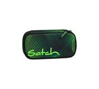 satch Estuche extra grande con separador, bolsillo con cremallera, portalápices y ventana para horario con regla triangular Seismic Green - Negro