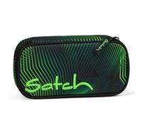 Satch Estuche Extra Grande con Separador, Bolsillo con Cremallera, portalápices y Ventana para horario con Regla Triangular Seismic Green - Negro