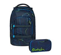 Satch Juego de mochila escolar de 2 piezas con estuche, Blue Tech, 45 x 30 x 22 cm, Moderno, ergonómico