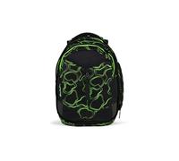 Satch match ergonómica, ampliable a 35 litros, con bolsillo frontal extra Green Supreme - Negro