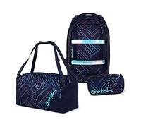 satch Pack de 3 mochilas escolares con estuche y bolsa de deporte, láser morado, 45 x 30 x 27 cm, Láser morado, 45 x 30 x 27 cm, Moderno, ergonómico
