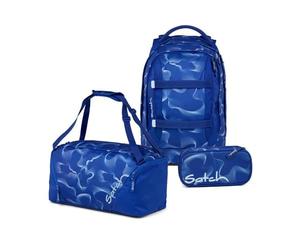 satch Paquete de 3 mochilas escolares con estuche y bolsa de deporte, azul vibrante, 45 x 30 x 27 cm, Azul Vibrante, 45 x 30 x 27 cm, Moderno, ergonómico