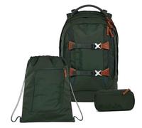 Satch Set mochila Nordic Forest Green artículos escolares unisex poliéster reciclado, mochila saco estuche verde