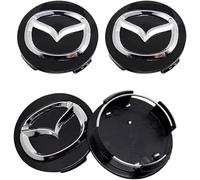 SatcOp Coche Tapas Centrales para Llantas para Mazda 3 2014-2018,ABS+ Aluminio Tapacubos Centrales Llantas Tapas de Rueda con Coche Logo Emblema Accesorios de Repuesto,Black56mm