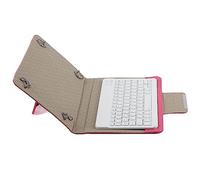 SatcOp Teclado inalámbrico, teclado + funda de piel sintética con soporte ergonómico para Android iOS (teclado de 10 pulgadas + funda de piel rosa rojo)