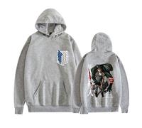 Satdflie Anime Attack on Titan Camisetas con Capucha Levi Ackerman Pullover Alas de la Libertad Unisex Imprimir Mangas largas Sudadera con Capucha, Tops acogedores Harajuku Casual, Color/3, XXL