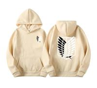 Satdflie Anime Attack on Titan Gorro Levi Ackerman Pullover Alas de la Libertad Impresión Unisex Manga Larga Sudadera con Capucha, Casual Harajuku Suéteres Cómodos, Color/9, S