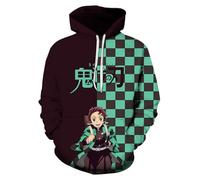 Satdflie Anime Demon Slayer Impreso Sudadera con Capucha Hombres Mujeres Harajuku suéter Loog Manga Sudadera Unisex Casual con Capucha Tops, Regalo Ideal para los Fans Navidad, Color /2, L