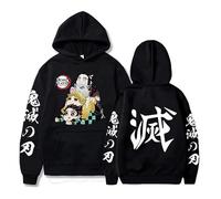 Satdflie Anime Demon Slayer Impreso Sudadera con Capucha Hombres Mujeres Harajuku suéter Loog Manga Sudadera Unisex Casual con Capucha Tops, Regalo Ideal para los Fans Navidad, Color / 1, XL