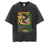 Satdflie Anime Hunter X Hunter Camisetas para Hombres algodón Cuello tripulación gráfico Hiphop Ropa callejera Lavado Retro Verano Suelto Camisetas, Comodidad Manga Corta Tops, Negro/1, L