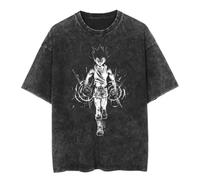 Satdflie Anime Hunter X Hunter Camisetas para Hombres algodón Cuello tripulación gráfico Hiphop Streetwear Lavado Retro Verano Suelto Camisetas, Comodidad Manga Corta Tops, Negro/6, 3XL