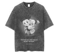 Satdflie Anime Hunter X Hunter Camisetas para Hombres algodón Cuello tripulación gráfico Hiphop Streetwear Lavado Retro Verano Suelto Camisetas, Comodidad Manga Corta Tops, negro/13, XXL