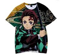 Satdflie Anime Kamado Tanjirou Camisetas con Estampado para Hombre Mujer Niña Niño Manga Corta Camisa Cuello Redondo Crew Neck T-Shirt Camiseta Básica de Verano, Estilo/5, XXL