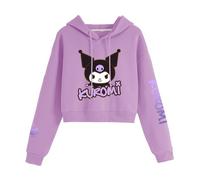 Satdflie Anime Kuro-mi Sudadera Corta con Capucha Suéter Jersey de Manga Larga Crop Top Hoodie Sweatshirt para Mujer Niña, Morado, XS