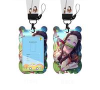 Satdflie Demon Slayer cordón con soporte de tarjeta Conjunto lindo cordón de llavero de ruptura para claves y insignia de identificación, para regalos de fans de anime, color/5