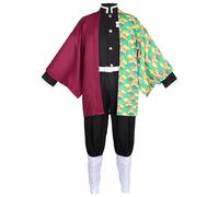 Satdflie Demon Slayer Cosplay Disfraz Kimono Robe Traje con Cinturón Completo Uniforme Conjunto Unisex Navidad Halloween Disfraz Anime Fans Regalo, Tomioka Giyuu, XL