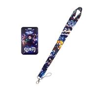 Satdflie Demon Slayer Lanyard con soporte de tarjeta Set, para correas de llaves Decoraciones llavero suministros de fiesta, Anime Cosplay regalos para fans Navidad, color 6