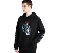 Satdflie Demon Slayer Sudaderas con Capucha para Hombres Mujeres, Kamado Tanjirou Sudadera con Capucha Cosplay Disfraz Tendencia Casual Manga Larga Sudadera de Dibujos Animados, Negro / 2, L