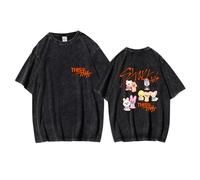 Satdflie SKZ Camisetas para Las Mujeres Hombres Stray Kids Run IT Fans Support Concert Tees, Bangchan Jisung Felix Hyunjin I.N Changbin Seungmin Lavado Retro Verano de Manga Corta, Negro/5, M