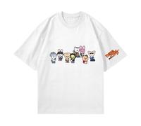 Satdflie SKZ Camisetas para Mujeres Stray Kids Run IT Fans de Apoyo a Las Camisetas de Concierto, Bangchan Jisung Felix Hyunjin I.N Changbin Dibujos Animados Manga Corta de Verano, Blanco/3, L