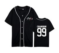 Satdflie SKZ Domin ATE Tour Mundial 8 Camisetas de Beisbol Jersey Bangchan LeeKnow Hyunjin Felix Unisex Manga Corta impresión Moda Ligero Cuello en V Transpirable Deporte Tops, Estilo / 2, XXL