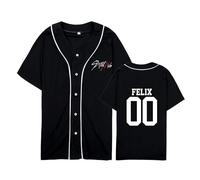 Satdflie SKZ Domin ATE Tour Mundial 8 Camisetas de Beisbol Jersey Bangchan LeeKnow Hyunjin Felix Unisex Manga Corta impresión Moda Ligero Cuello en V Transpirable Deporte Tops, Estilo / 3, XXL