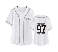 Satdflie SKZ Domin ATE Tour Mundial 8 Camisetas de Beisbol Jersey Bangchan LeeKnow Hyunjin Felix Unisex Manga Corta impresión Moda Ligero Cuello en V Transpirable Deporte Tops, estilo/19, XXL