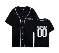 Satdflie SKZ Domin ATE Tour Mundial 8 Camisetas de Beisbol Jersey Bangchan LeeKnow Hyunjin Felix Unisex Manga Corta impresión Moda Ligero Cuello en V Transpirable Deporte Tops, Estilo/5, XXL