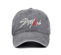 Satdflie Stray Kids béisbol Gorra para Hombres Mujeres Sombrero del Sol Felix Hyunjin Han Seungmin I.N Bangchan Lee Saber Changbin Bordado Vintage Lavado Gorra, Regalo Ideal para los Fans, Gris