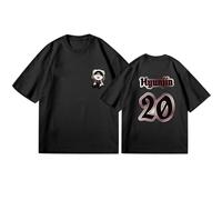 Satdflie Stray Kids Camisetas para Las Mujeres Skzoo Fans de Apoyo a Las Camisetas de Concierto, Bangchan Jisung Felix Hyunjin I.N Changbin Seungmin Dibujos Manga Corta Verano, Negro/6, S