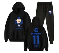 Satdflie Stray Kids Sudadera con capucha y pantalones Traje de deporte para hombres Mujeres Set de 2 piezas Set Kpop SKZ Imprimir manga larga sudadera con trajes de pantalones, Negro/3, M
