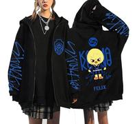 Satdflie StrayKids Cremallera Sudadera con Capucha SKZ Karma Chaqueta Deportiva BangChan Lee Conocer Changbin Hyunjin Han Felix Seungmin I.N Suelto Y2K Ropa callejera Harajuku Sudadera, Color/2, XXL