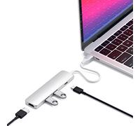 SATECHI 4 en 1 Hub USB C Slim Classic Adaptador Multipuerto con Carga PD 60W, HDMI 4K@60Hz y 2X Puertos USB-A de Datos 5Gbps para MacBook Air & Pro, PC Portatil y más - Plata