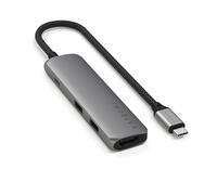 SATECHI 4 en 1 Hub USB C Slim Plus, Adaptador Multipuerto con Carga PD 100W, HDMI 4K@60Hz y 2 Puertos USB-A de Datos 10Gbps para MacBook Air & Pro, PC Portatil y más - Gris Espacial