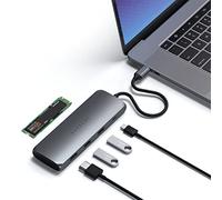 SATECHI Hub USB C Multipuerto con Carcasa SSD M.2 SATA, HDMI 4K a 60Hz, Carga USB-C PD 100W, Puertos USB-A 3.1, para MacBook, iPad y Windows - Gris Espacial