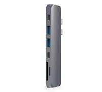 SATECHI 7 en 1 Hub Dual USB C Pro con Carga PD 87W, HDMI 4K@60Hz, USB-C Datos a 40Gbps, 2X USB-A 5Gbps y Lector SD/MicroSD para MacBook Air & Pro M5 M4 y más - Gris Espacial