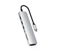 SATECHI 7 en 1 Hub USB C Slim Classic Adaptador Multipuerto con Ethernet, PD 60W, HDMI 4K@60Hz, 2X Puertos USB-A de Datos 5Gbps y SD/microSD para MacBook Air/Pro/Neo, PC Portatil y más - Plata