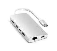 SATECHI 8 en 1 Hub Multipuerto V2 con Ethernet, HDMI 4K@60Hz, Carga PD 60W, 3 Puertos USB-A 10 Gbps, SD y MicroSD, para MacBook Air y Pro, PC, Portátil y más - Plata