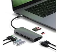 SATECHI 8 en 1 Hub USB C Multipuerto V2 con HDMI 4K@60Hz, Carga PD 115W, Gigabit Ethernet, 3X USB-A 10Gbps y SD/MicroSD para MacBook Air & Pro, PC, Portatil y más - Gris Sidéral